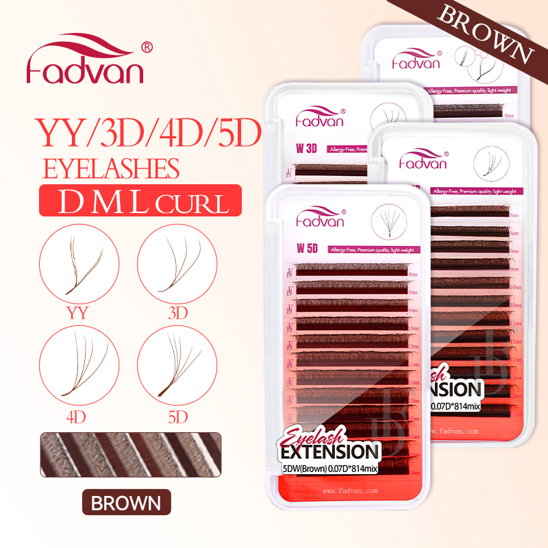 Eyelash Extension For Asian Eyes - FADVAN brązowe rzęsy 4D/3D/5D W kształt